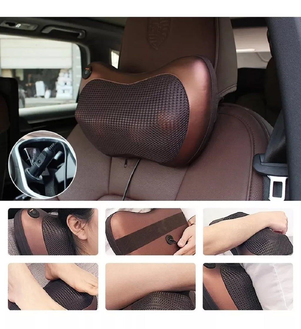 MASAJEADOR ALMOHADA PARA CUELLO Y CERVICALES DE 8 PUNTAS PARA LA CASA O EL AUTO