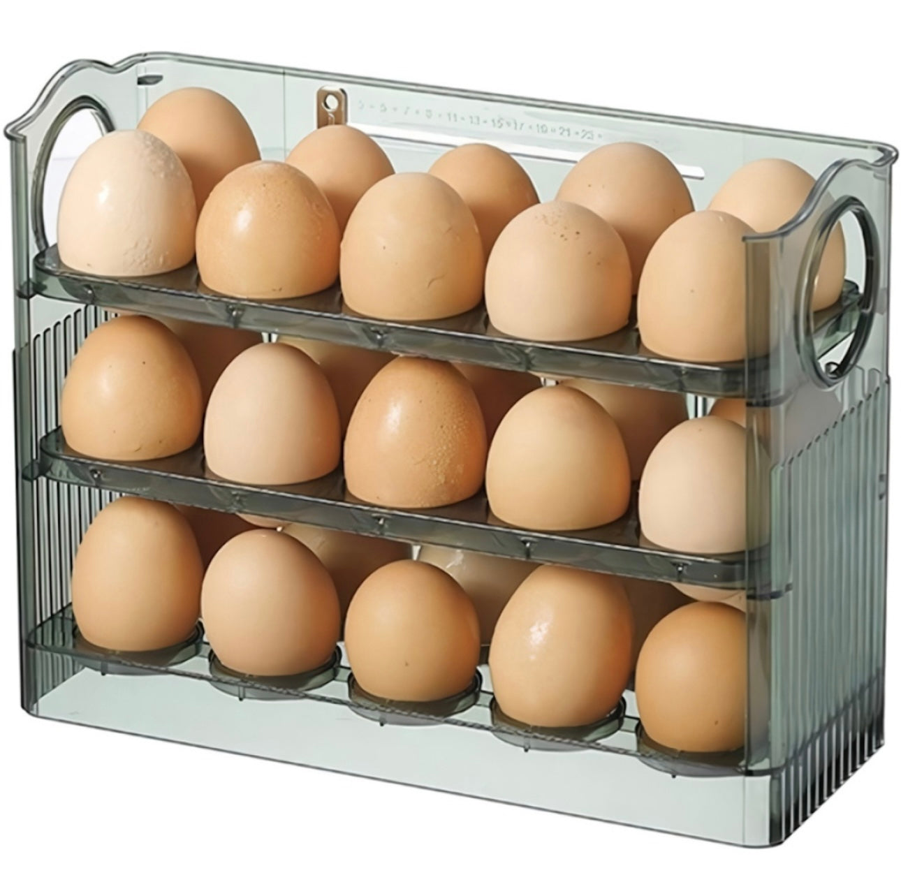 Organizador de 30 huevos de acrílico en 3 niveles huevera con estantes retráctiles