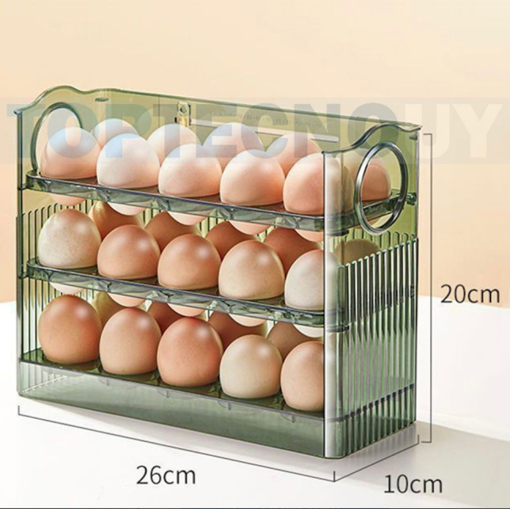 Organizador de 30 huevos de acrílico en 3 niveles huevera con estantes retráctiles