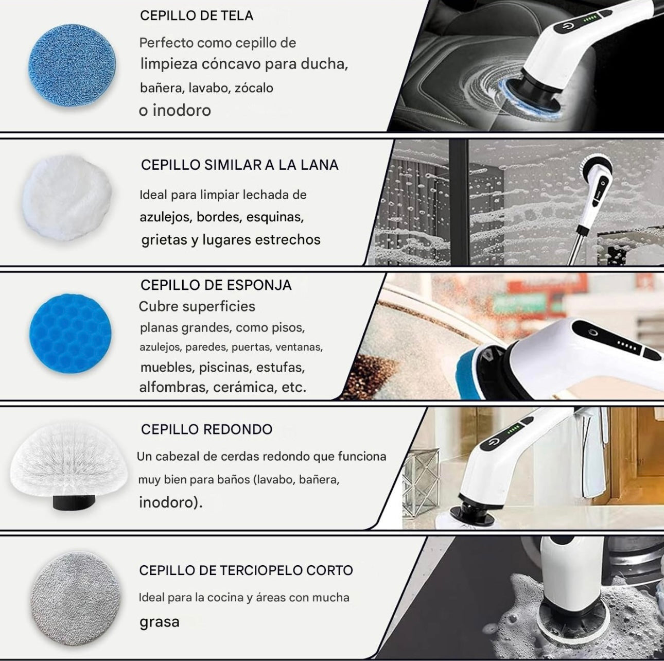 Cepillo limpiador giratorio 9 en 1