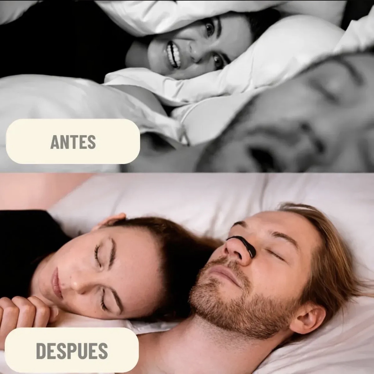 Antes y después: dormir mejor con el dilatador nasal