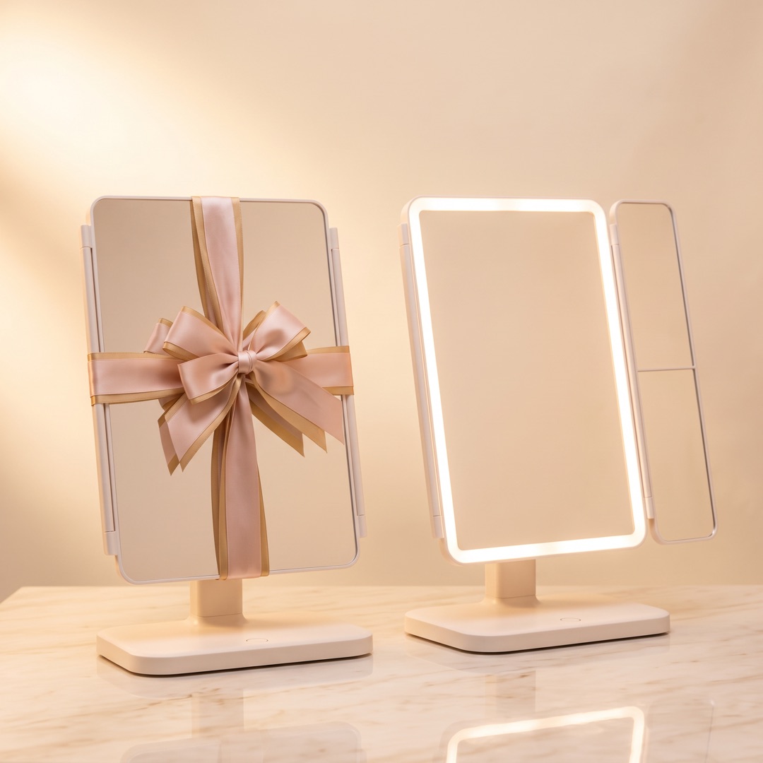 2 Espejos LED, uno envuelto para regalo