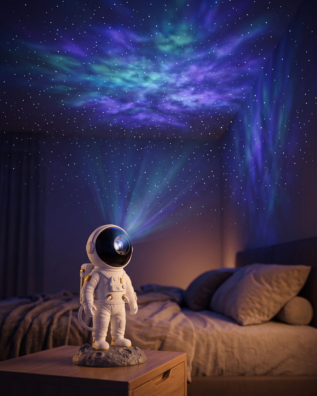 Proyector Astronauta Galaxia proyectando estrellas y nebulosa en el techo