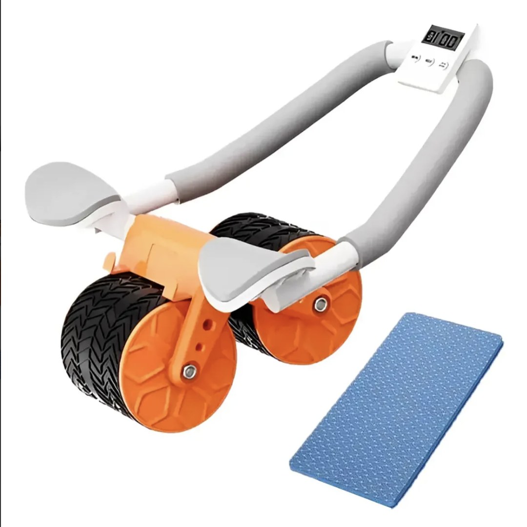 Rueda abdominal con codera, auto-retorno, doble rueda y pantalla, con alfombra incluida